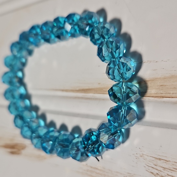 AZURE BLUE GLASS FLEX BRACLET - Picture 3 of 5